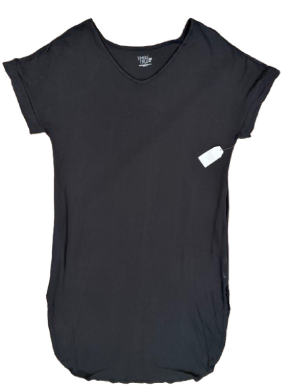 Time & Tru Women’s Black Scoop Neck Short Sleeve with Slits Maxi Dress Size XXL